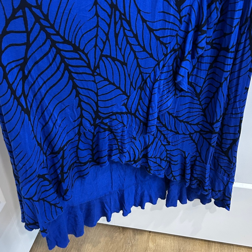 Apt. 9 Cobalt Blue Maxi Dress with Black Palm Leaf Design |Size PSmall - Picture 4 of 12